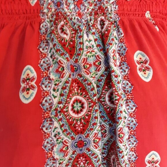 Grand and Greene red off shoulder pom pom bell sleeve blouse - Picture 4 of 5